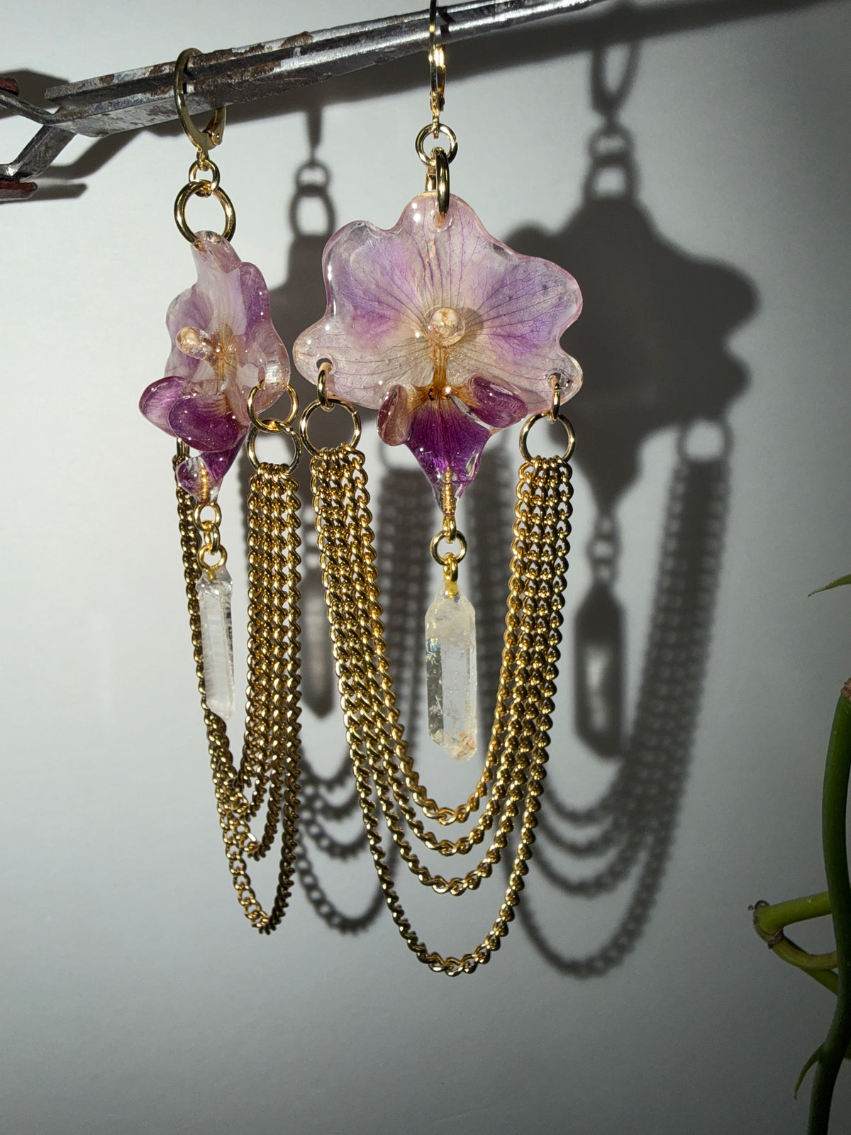 Orchid & Quartz Earrings