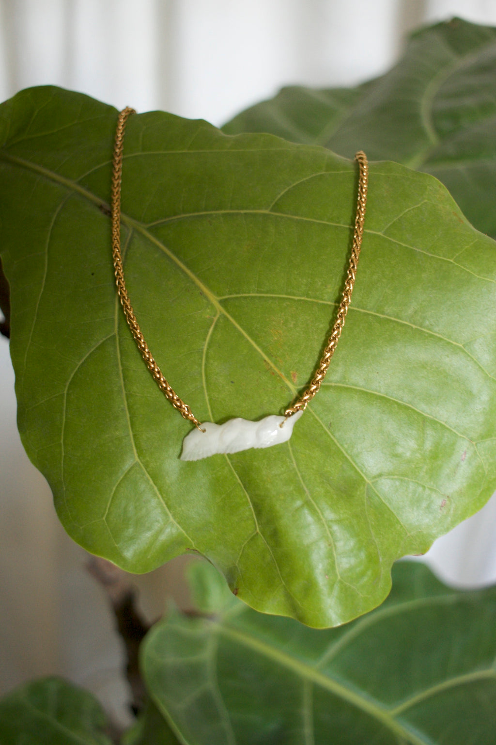 Alligator Garfish Scales Necklace in gold
