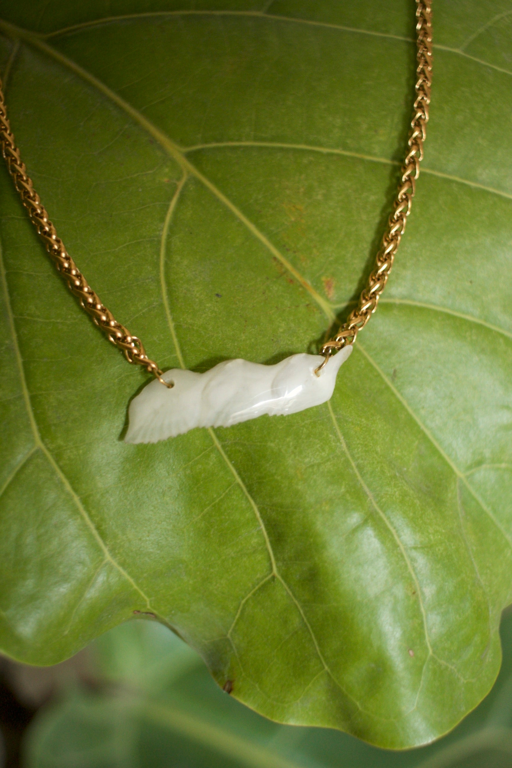 Alligator Garfish Scales Necklace in gold