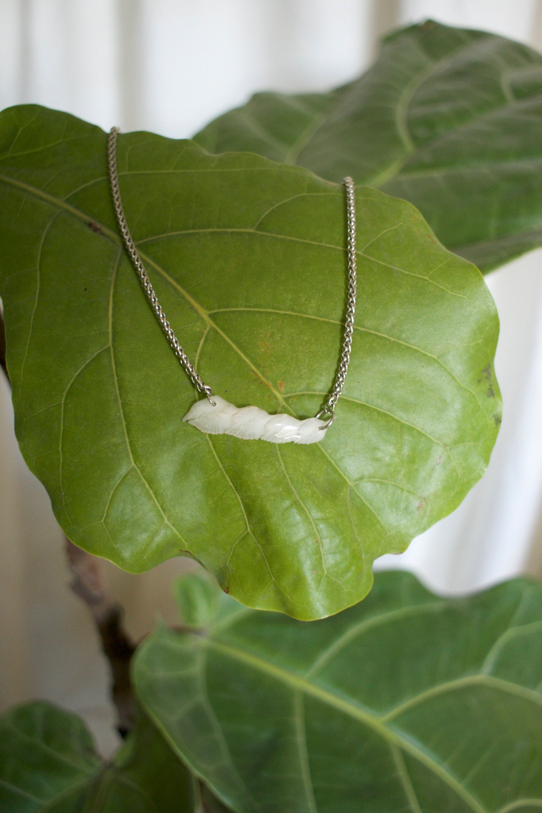 Alligator Garfish Scales Necklace in silver