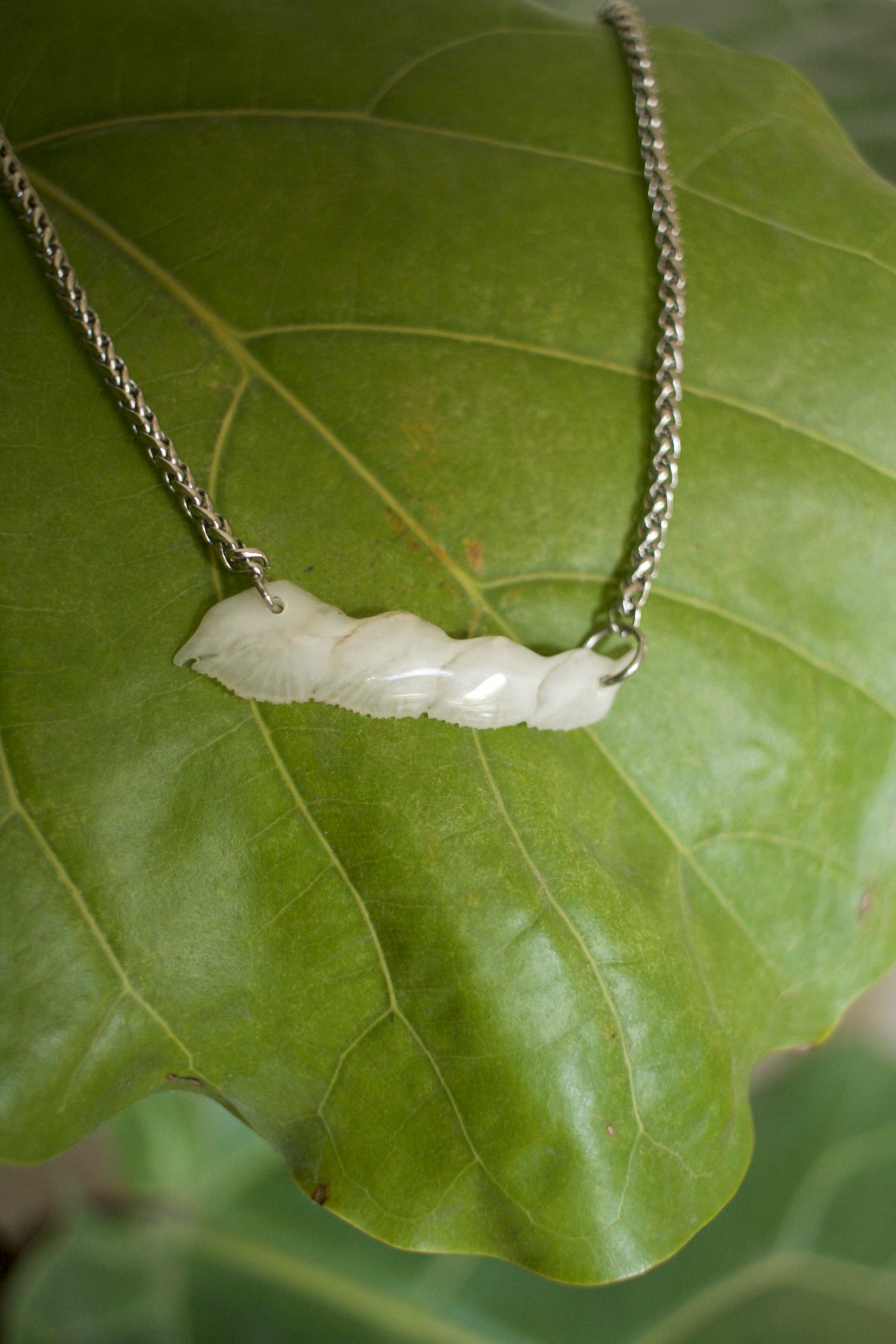 Alligator Garfish Scales Necklace in silver