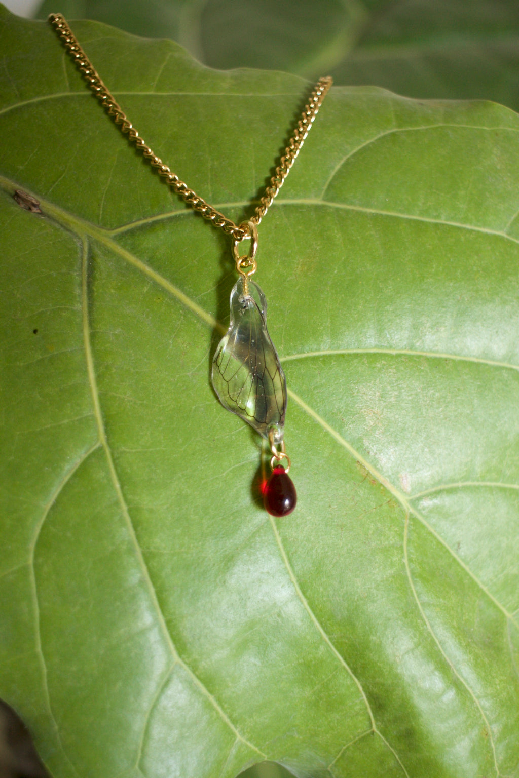 Cicada Wing Drop Pendant Necklace